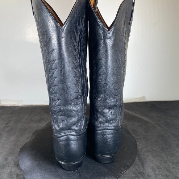 Women's  7.5 Vintage Tony Lama Black Western Cowboy Boot, Western Style Design - Picture 7 of 11